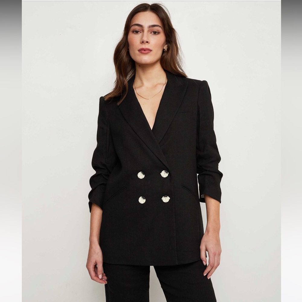 Veronica Beard Kiernan Linen Dickey Blazer Black Size 2 NWT
